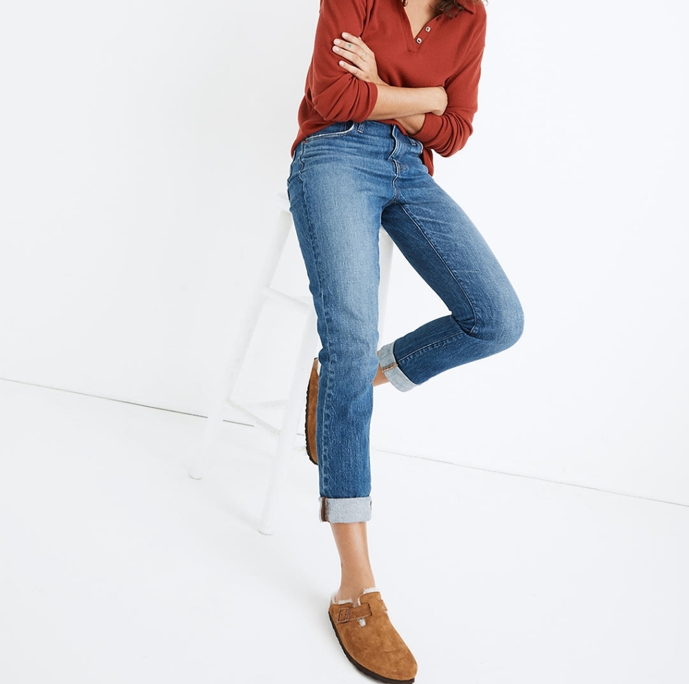 madewell- high rise slim boy jean